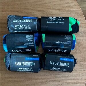 Supersoft JetBlue branded Socks - Green, Blue, Black; unopened set of 6